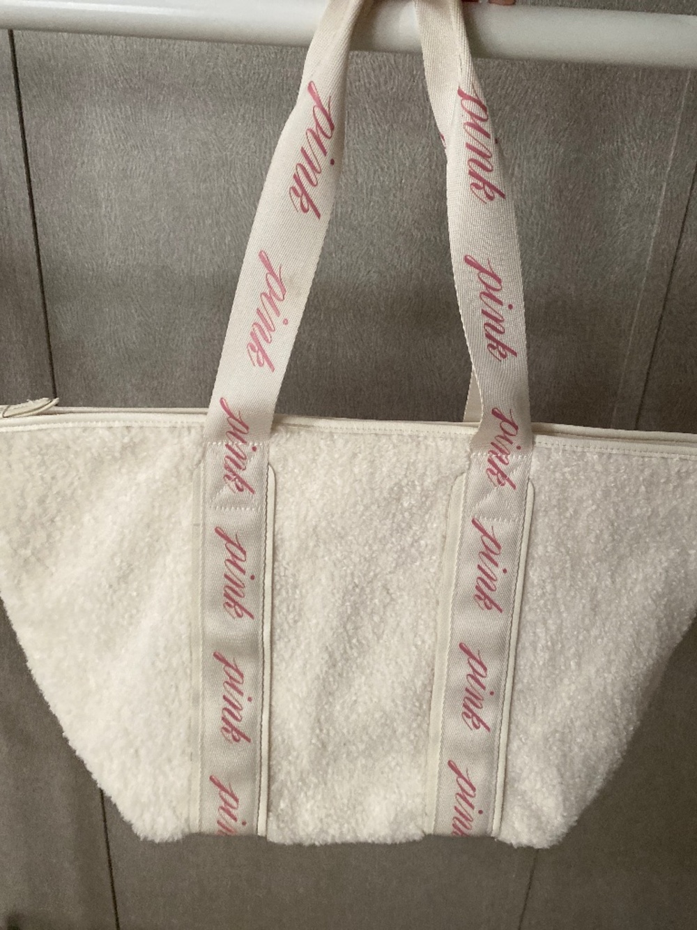 Victoria Secret pink fleece zippered tote